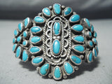 Very Small Wrist Vintage Native American Navajo Turquoise Sterling Silver Baby Bracelet Old-Nativo Arts