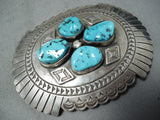 One Of The Largest Vintage Native American Navajo Turquoise Sterling Silver Buckle-Nativo Arts