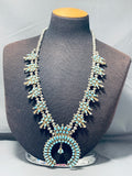 Gold And Silver Vintage Native American Navajo Turquoise Hogan Sterling Squash Blossom Necklace-Nativo Arts