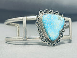 Gorgeous Vintage Native American Navajo Pilot Mountain Turquoise Sterling Silver Bracelet-Nativo Arts