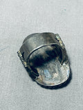 Very Rare Carico Lake Turquoise Vintage Native American Navajo Sterling Silver Ring Old-Nativo Arts