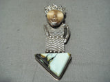 Signed Detailed Kachina Face Vintage Native American Navajo Sterling Silver Pendant-Nativo Arts