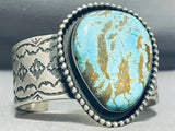 Dramatic Native American Navajo #8 Turquoise Mine Sterling Silver Bracelet-Nativo Arts