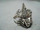 Awesome Navajo Sterling Silver Horny Toad Ring Native American-Nativo Arts