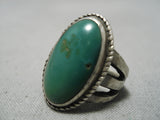 Earlier 1900's Vintage Native American Navajo Cerrillos Turquoise Sterling Silver Ring Old-Nativo Arts