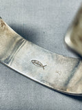 Tommy Jackson Best Vintage Tigers Eye Inlay Sterling Silver Bracelet-Nativo Arts