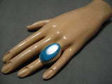 Vintage Navajo Ring Blue Diamond Turquoise Sterling Silver Native American-Nativo Arts
