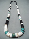 Native American Incredible Vintage Navajo Domingo Royston Turquoise Jet Shell Necklace-Nativo Arts