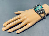 Leaf Flank Vintage Native American Navajo Turquoise Sterling Silver Bracelet Old-Nativo Arts