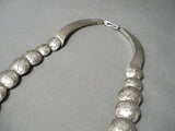 One Of The Best Hand Tooled Flat Bead Sterling Silver Native American Navajo Vintage Necklace-Nativo Arts