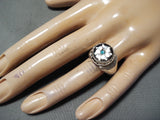 Beautiful Vintage Zuni Mother Of Pearl Sterling Silver Ring Native American Old-Nativo Arts