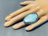 Colossal Vintage Native American Navajo Sky Blue Turquoise Sterling Silver Ring-Nativo Arts