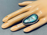 Rare Turquoise Vintage Native American Navajo Sterling Silver Spiderweb Ring Old-Nativo Arts