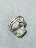Chunky Double Turquoise Vintage Native American Navajo Sterling Silver Ring Old-Nativo Arts