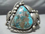 One Of Best Rare Turquoise Vintage Native American Navajo Sterling Silver Bracelet Old-Nativo Arts