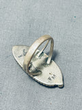 Beautiful White Pearl Vintage Native American Navajo Sterling Silver Ring Old-Nativo Arts
