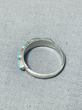 Wonderful Vintage Native American Zuni Blue Gem Turquoise Sterling Silver Ring-Nativo Arts