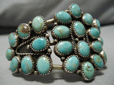 One Of The Best Domed Cluster Vintage Native American Navajo Sterling Silver Turquoise Bracelet-Nativo Arts