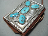 Spectacular Vintage Native American Navajo Morenci Turquoise Sterling Silver Bowguard-Nativo Arts