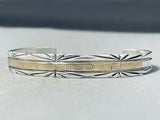 Dramatic Native American Navajo Sterling Silver And 14k Gold Signed Bracelet-Nativo Arts