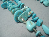 Astonishing Native American Navajo Royston Old Kingman Turquoise Sterling Silver Necklace-Nativo Arts