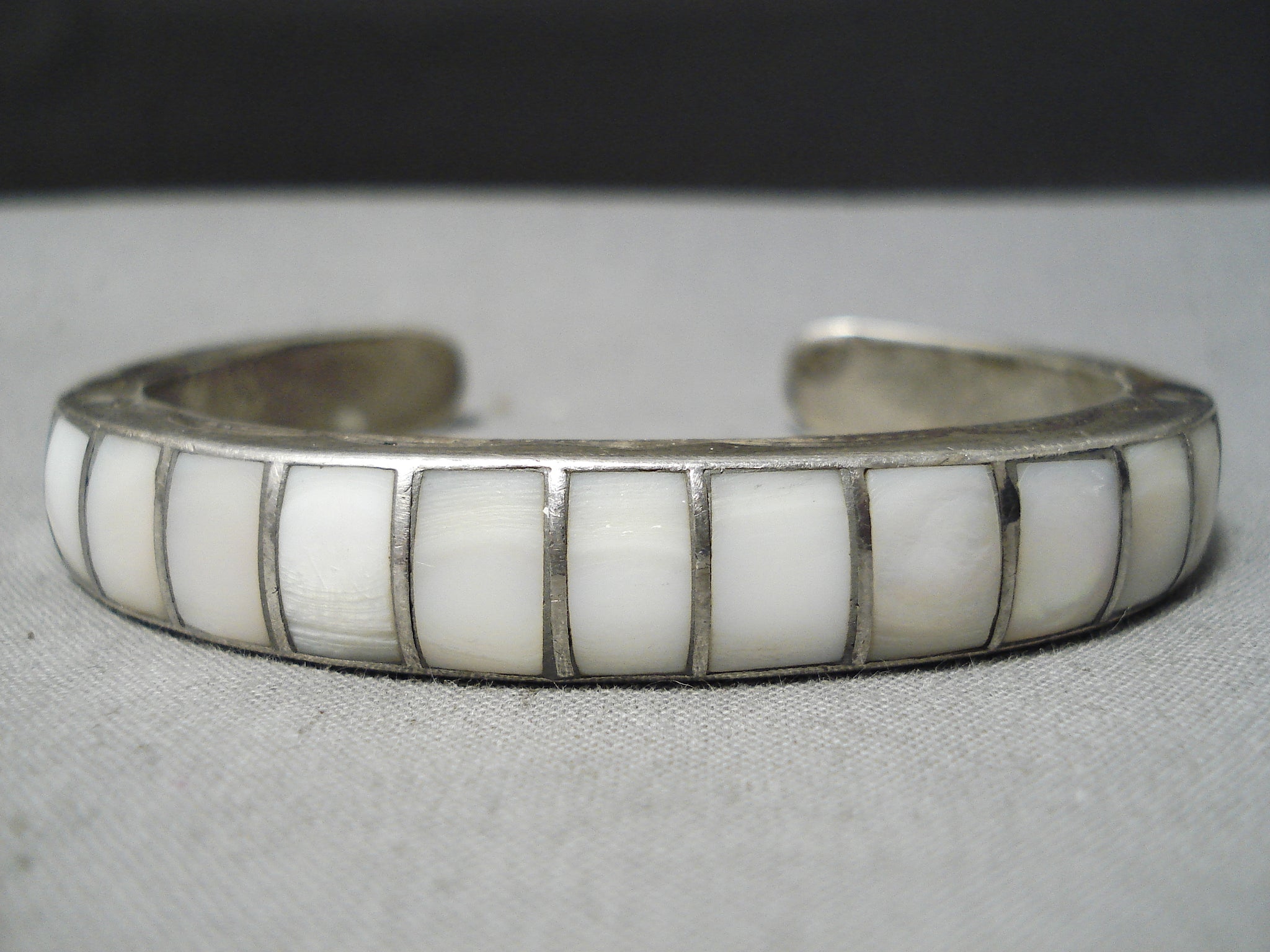 Chunky Vintage Mother Of Pearl Sterling on sale Silver Bracelet Signed