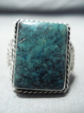 Marvelous Vintage Native American Navajo Green Spiderweb Sterling Silver Ring-Nativo Arts