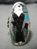 Important Zuni Bird Inlayer Sterling Silver Native American Ring-Nativo Arts