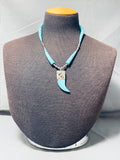 Exotic Turquoise Vintage Native American Navajo Sterling Silver Necklace Old-Nativo Arts