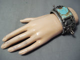 Phenomenal San Felipe Native American 8 Turquoise Sterling Silver Bracelet-Nativo Arts