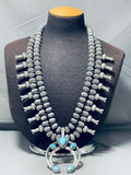 300 Gram Native American Navajo Turquoise Sterling Silver Squash Blossom Necklace-Nativo Arts
