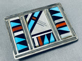 Dynamic Vintage Native American Zuni Turquoise Sterling Silver Buckle Signed A. Mahooty-Nativo Arts