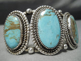 Huge Heavy Vintage Native American Navajo #8 Turquoise Sterling Silver Bracelet Old-Nativo Arts
