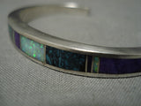 Important Vintage Native American Navajo Ray Tracey Sterling Silver Inlay Turquoise Bracelet-Nativo Arts