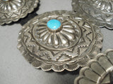 Fabulous Vintage Native American Navajo Turquoise Sterling Silver Concho Belt Old-Nativo Arts