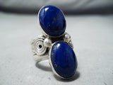 Stunning Signed Navajo Native American Lapis Sterling Silver Ring-Nativo Arts