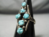 Incredible Vintage Native American Zuni Blue Gem Turquoise Sterling Silver Ring Old-Nativo Arts