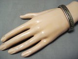 Thick Hand Tooled Vintage Native American Navajo Gold Pueblo Sterling Silver Bracelet-Nativo Arts