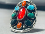 Ruby Red Vintage Native American Navajo Turquoise Sterling Silver Ring Old-Nativo Arts