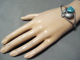 Marvelous Vintage Native American Navajo Morenci Turquoise Sterling Silver Bracelet Old-Nativo Arts