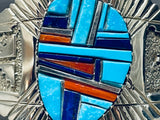 Important Priscilla Becenti Native American Navajo Turquoise Inlay Sterling Silver Bracelet-Nativo Arts