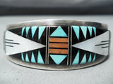Native American Eleanor Weeka Vintage Zuni Turquoise Sterling Silver Thick Bracelet-Nativo Arts