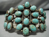 One Of The Best Domed Cluster Vintage Native American Navajo Sterling Silver Turquoise Bracelet-Nativo Arts