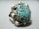Superb Vintage Hopi Native American Spiderweb Turquoise Sterling Silver Ring Old-Nativo Arts