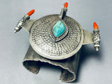 One Of Most Unique Vintage Native American Navajo Turquoise Sterling Silver Bracelet Ever Made-Nativo Arts
