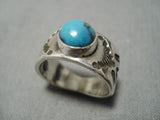 Important Native American Navajo Jeanette Dale Bisbee Turquoise Sterling Silver Ring-Nativo Arts