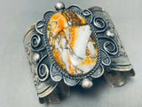 One Of The Most Unique Orange Agate Vintate Native American Navajo Sterling Silver Bracelet-Nativo Arts