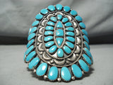 One Of The Best Vintage Native American Navajo Blue Gem Turquoise Sterling Silver Bracelet-Nativo Arts