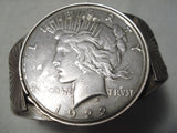 Earlier Vintage Navajo 1900's Sterling Silver Native American Coin Bracelet Old-Nativo Arts