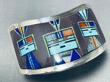 Signed Vintage Native American Navajo Space Kachina Turquoise Sterling Silver Bracelet-Nativo Arts